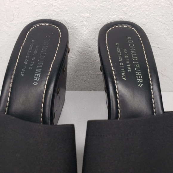 Donald J. Pliner Sandals Swan Black Studs Wedge Heels Platform Slides - Picture 4 of 15